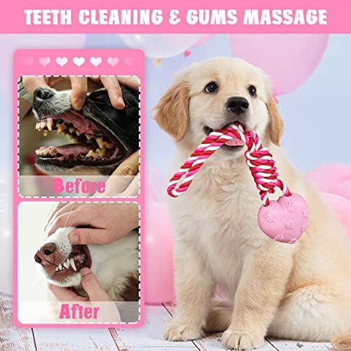 Valentine's Day Dog Toys - 2 Pack Durable Rope Toys for Tug of War & Teeth Cleaning - Perfect Chew Toys for Small & Medium Dogs - Ideal for Playtime, Training & Valentine's Gifts for Pets