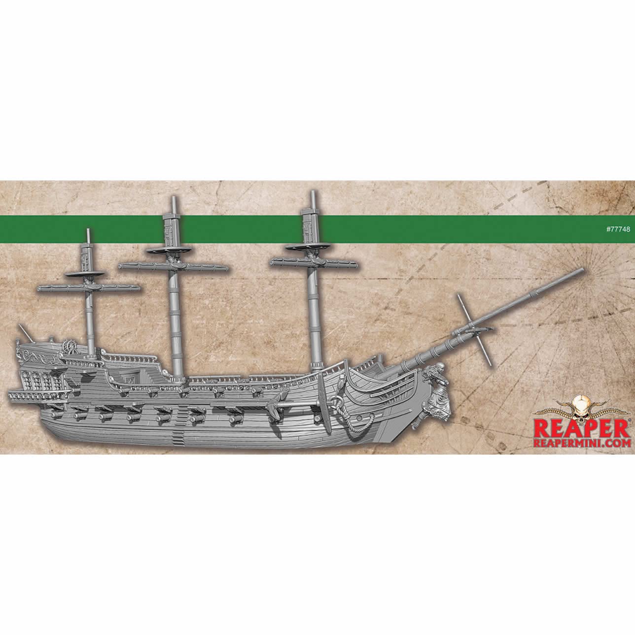 Sophie's Revenge Pirate Ship Miniature - 25mm Heroic Scale Figure - Dark Heaven Bones Reaper Miniatures - 16 Inch Collectible Model - Perfect for Tabletop RPG, D&D, War Gaming and Display