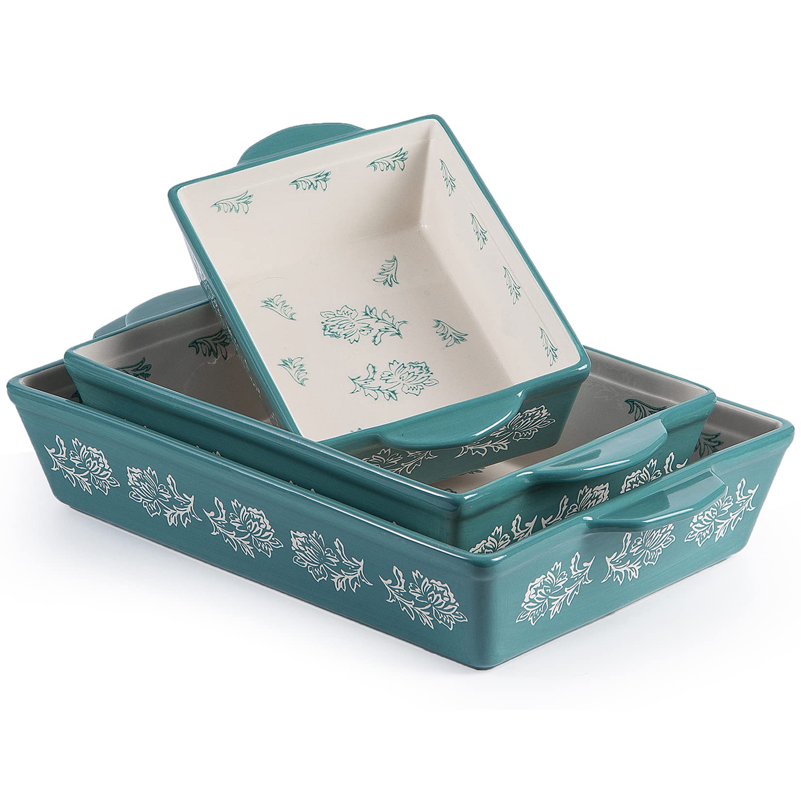 Wisenvoy 3-Piece Ceramic Baking Dish Set - Oven Safe Lasagna Pan & Casserole Dish for Baking, Roasting & Serving | Perfect for Family Dinners, Holiday Meals & Potlucks