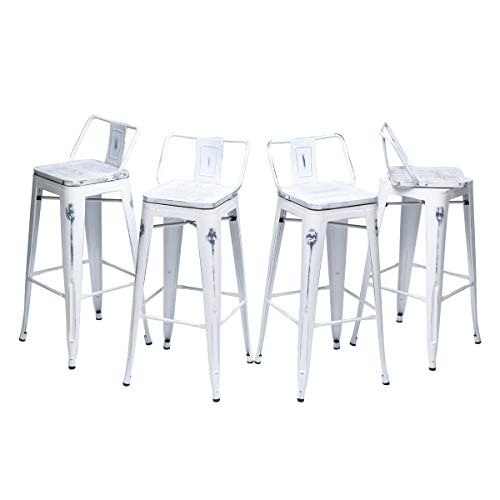 Low Back Swivel Distressed White With Wood