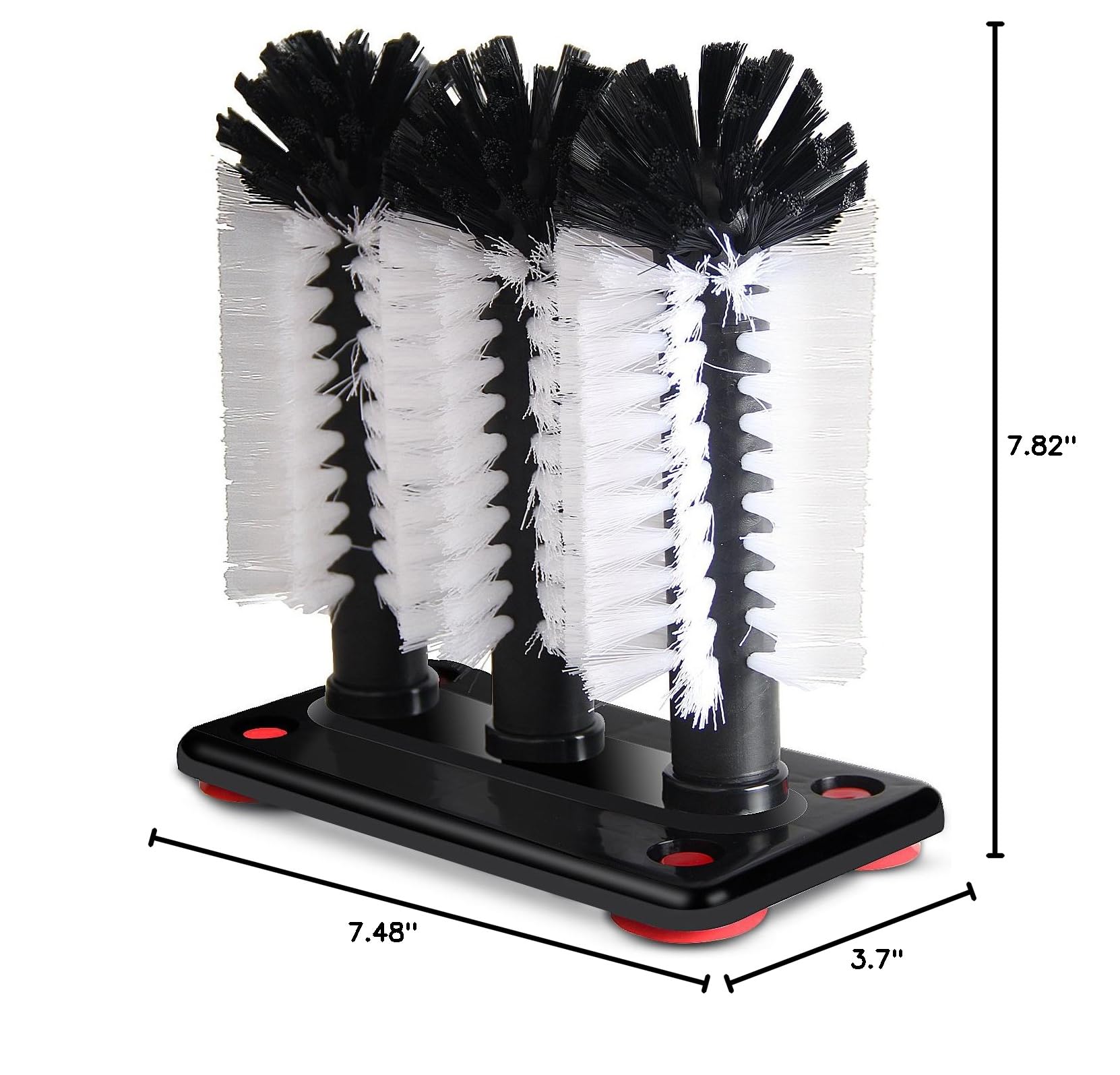 Glass Washer Brush Cleaner Set - 3 Pack with Sturdy Base for Wine Glasses, Beer Mugs & Bottles - Perfect for Home Bars, Restaurants & Dishwashing Stations