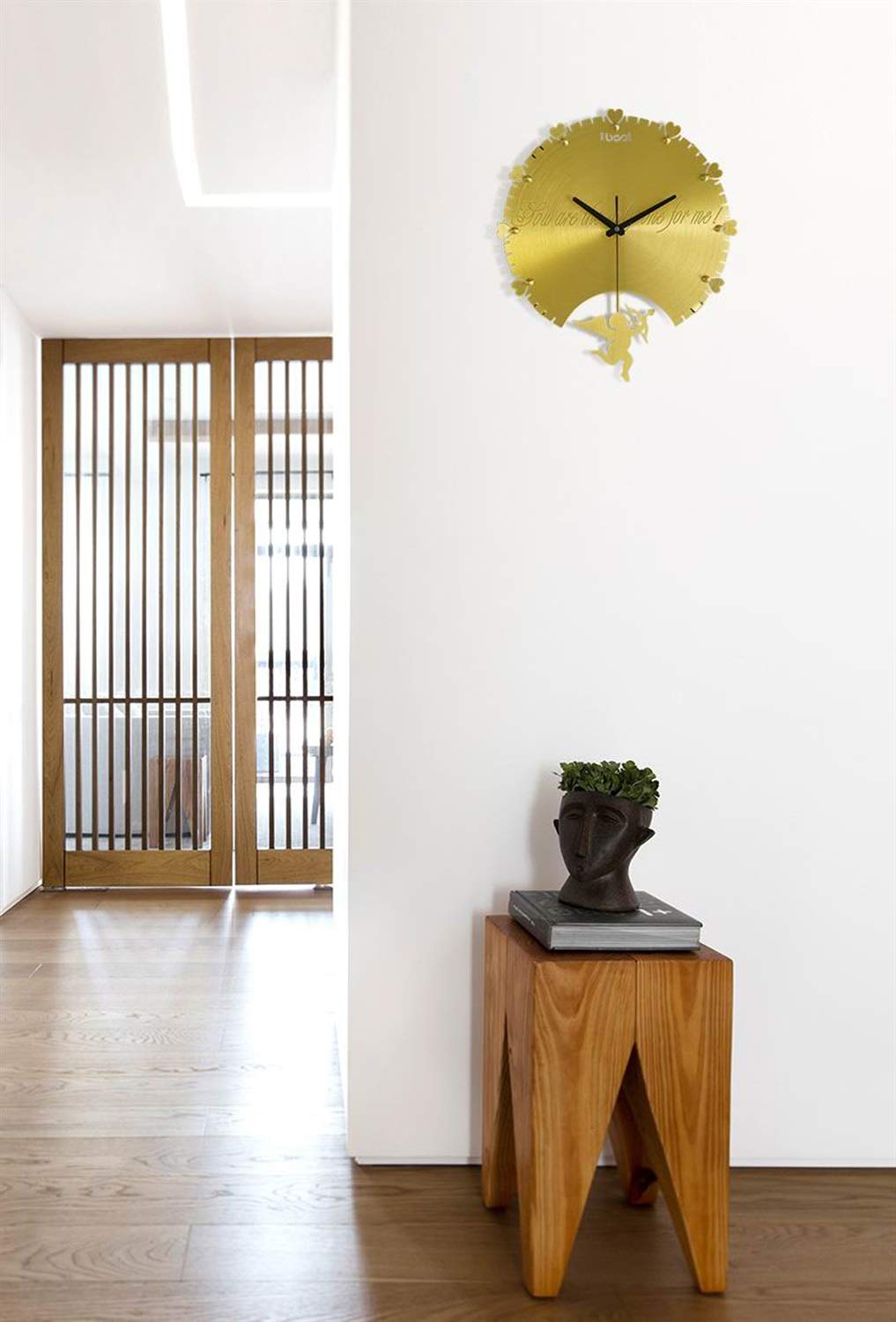 Romantic Cupid Wall Clock - Love-Themed Silent Non-Ticking Modern Wall Clock for Living Room & Bedroom Decor - Gold Art Clock (Perfect for Valentine's Day Gifts & Home Decoration)