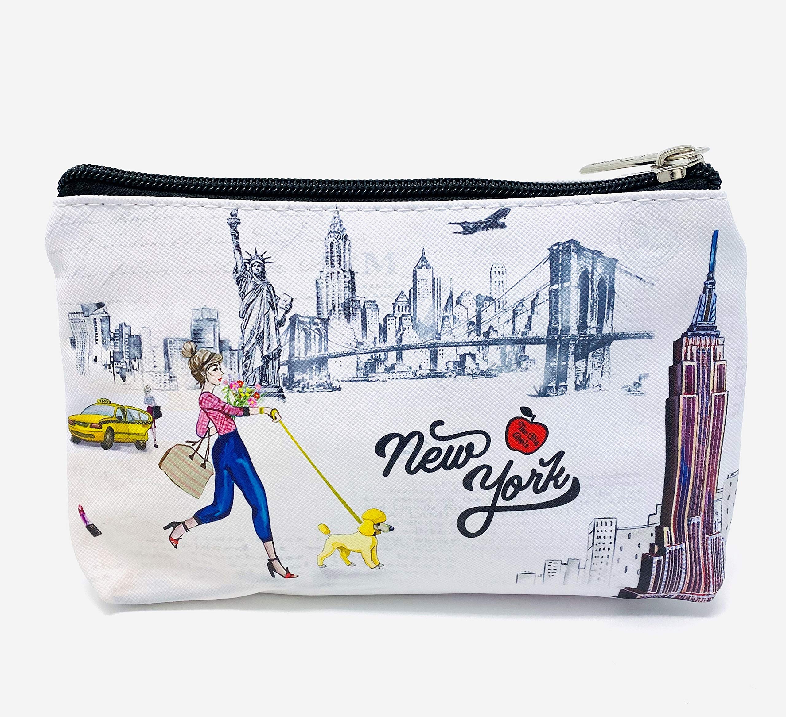 Cute New York Souvenir Zipper Pouch for Girls & Women - Travel Cosmetic Bag, Makeup Purse (JP-330104H) - Perfect for Travel, School & Daily Essentials Storage