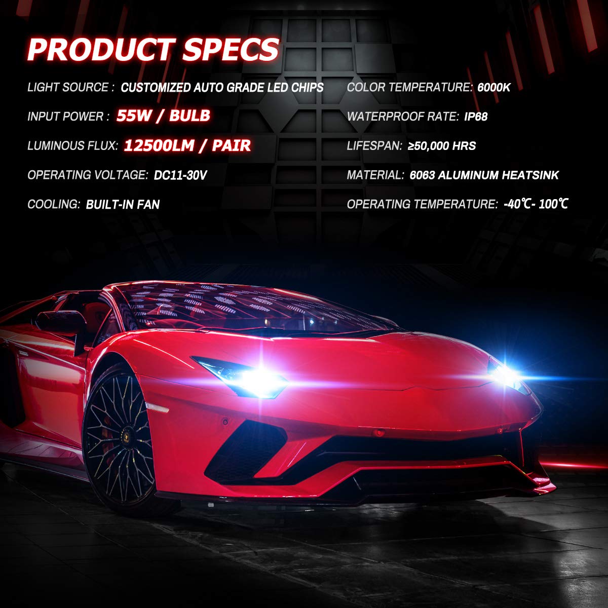 DDM Tuning Saber 55W ProX Accu/V2 LED Light Kit - 12,500LM, 6000K Cool White, Pair (D1/D2/D3/D4) - High Performance Off-Road Lighting for Trucks, Jeeps & ATVs - Perfect for Night Driving, Camping & Outdoor Adventures