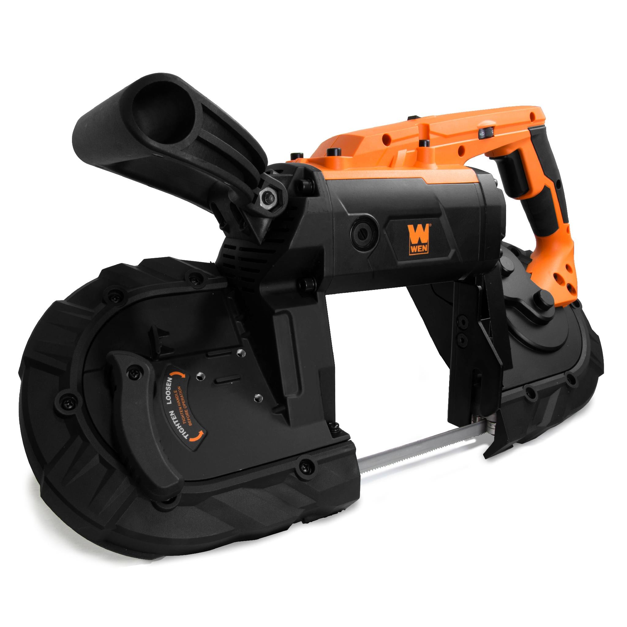 WEN 94396 10 Amp 5 Inch Variable Speed Handheld Portable Band Saw for Metal Cutting - Perfect for DIY Projects, Metal Fabrication, and Construction Work