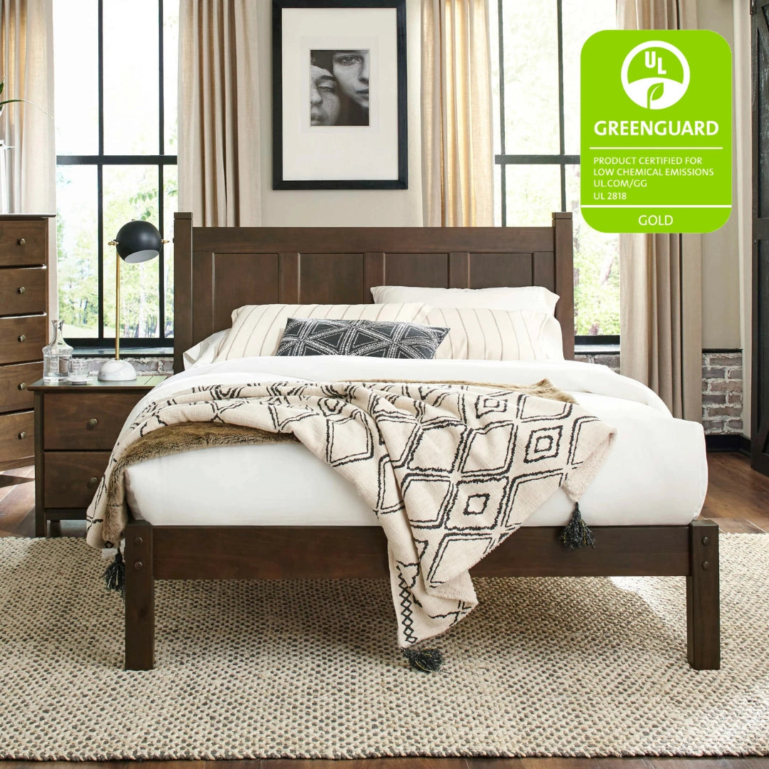 Shaker Panel Platform Bed Frame - Solid Wood Queen Size Bed with Storage, Modern Minimalist Design for Bedroom - Perfect for Small Spaces, Guest Rooms & Apartments