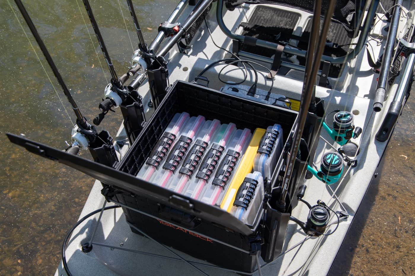 YakAttack BlackPak Pro Kayak Fishing Crate with 6 Rod Holders - 16