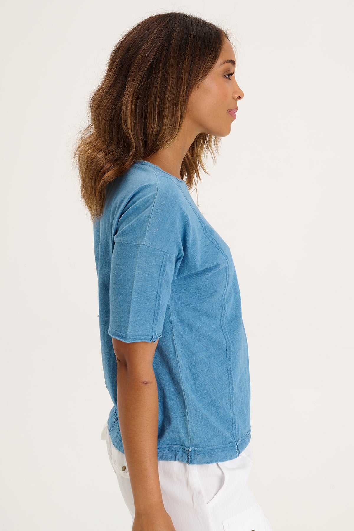 Blanca Tee Indigo - Soft Cotton Women's T-Shirt for Casual & Everyday Wear | Comfortable & Stylish Basic Top