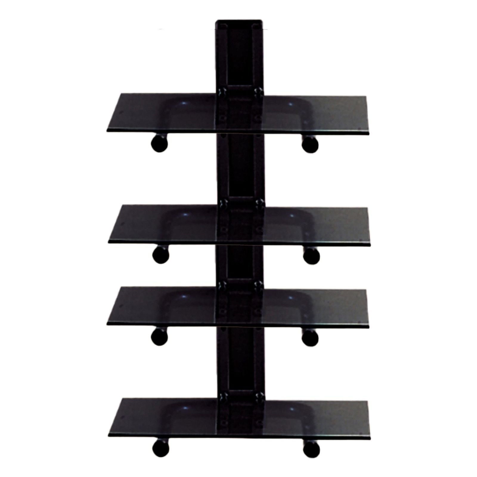 Black Wall Mount 4-Shelf Component Storage Unit with Cable Management - Perfect for Garage, Workshop & Home Organization