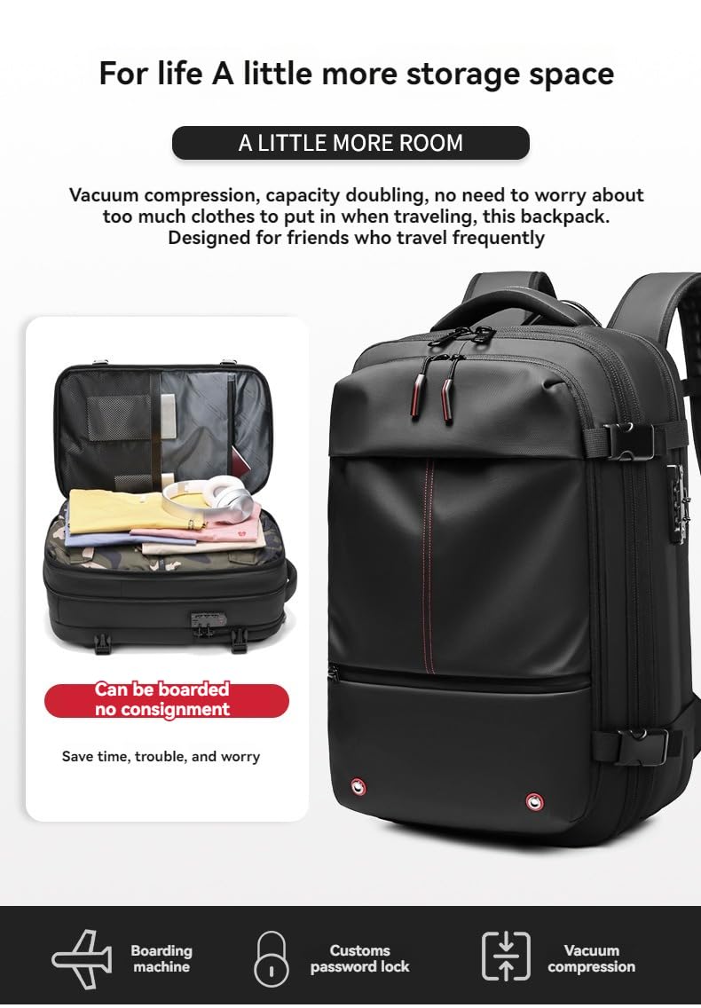 Alepeak 60L Expandable Vacuum Backpack - Travel Compression Pack for Camping & Hiking (Blue)