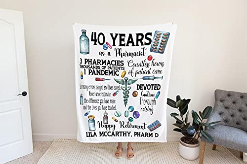 Personalized Pharm D Retirement Gift Blanket - Pharmacist Appreciation for Birthdays & Anniversaries