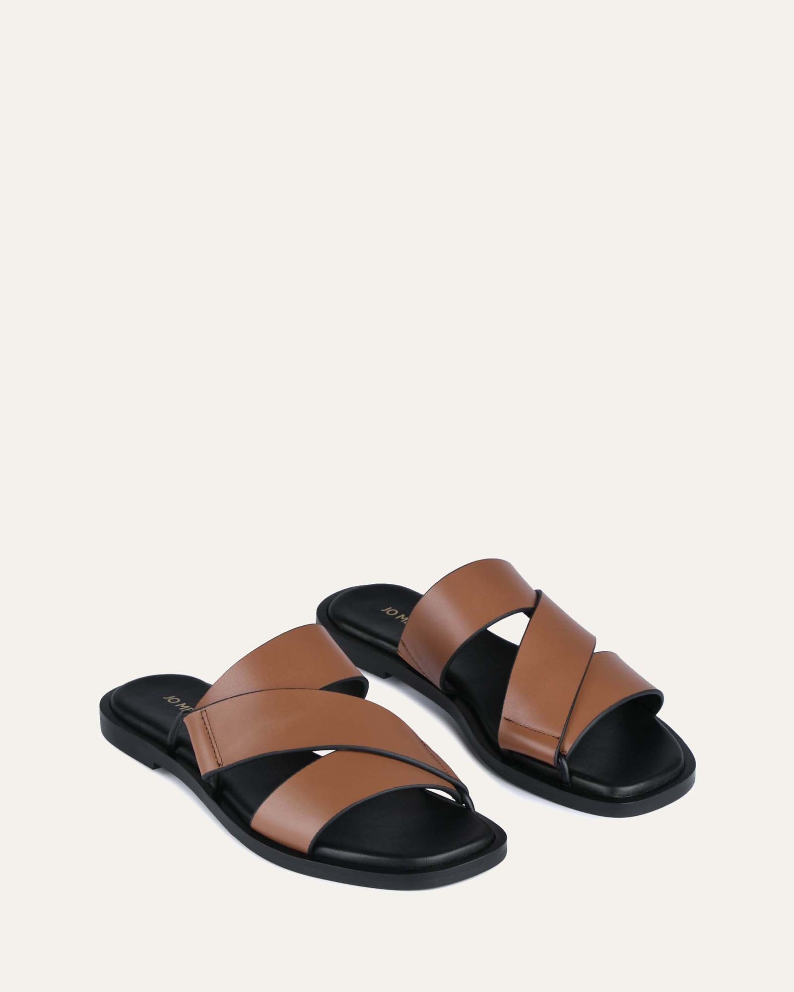 Shelby Flat Slides - Dark Tan Leather Comfortable Sandals for Men & Women | Perfect for Beach, Pool, and Casual Summer Outfits