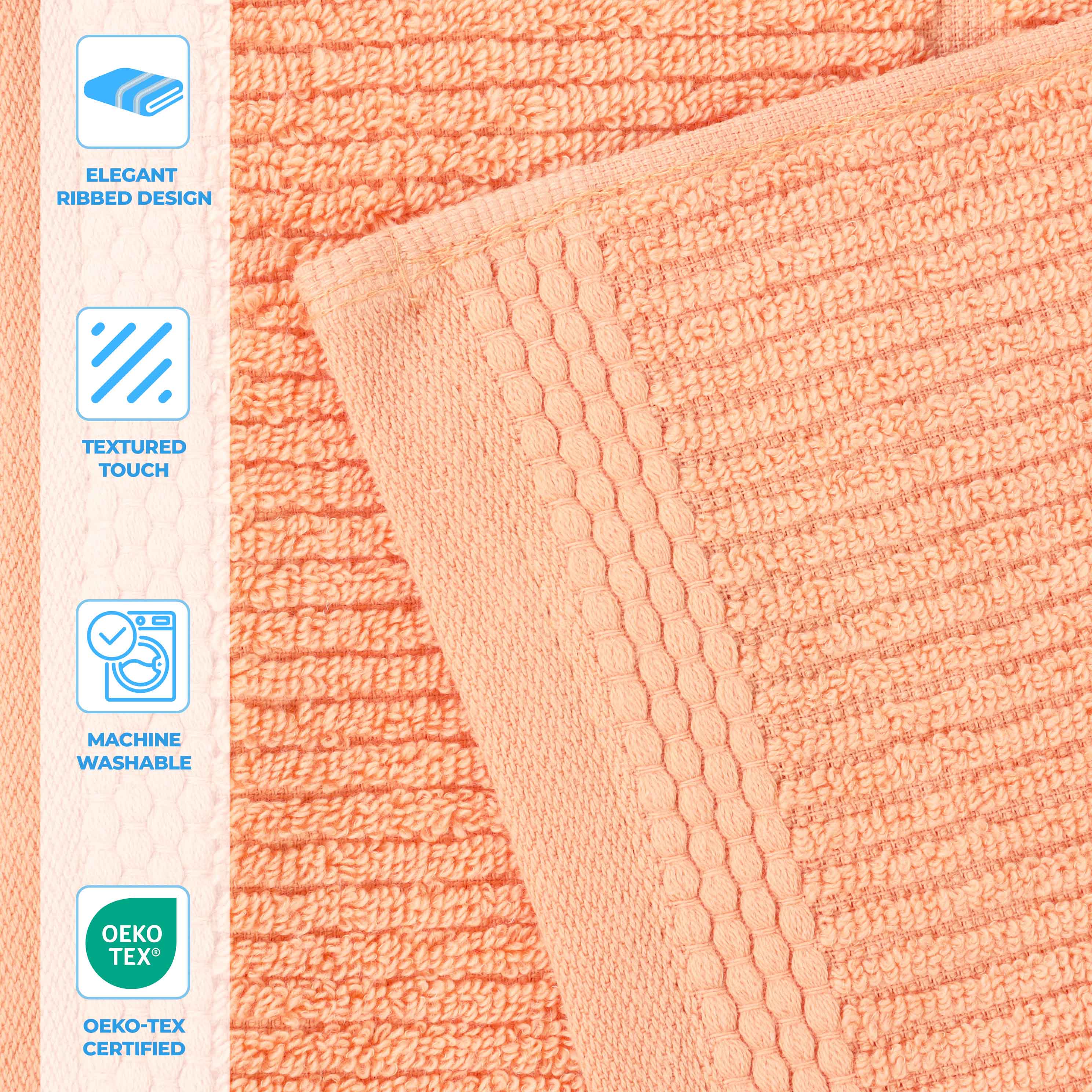 Milo Smart Twist Cotton Solid Ribbed Design Bath Sheets, Set of 2 - Ultra Soft & Absorbent Luxury Towels for Spa, Bathroom & Beach Use