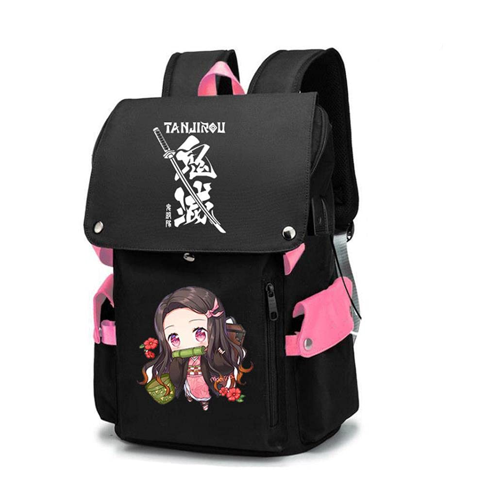 Demon Slayer Anime Backpack - Kamado Nezuko Themed School Bag for Students, Laptop Backpack for Travel & Daily Use | Perfect for Cosplay, Anime Conventions & College