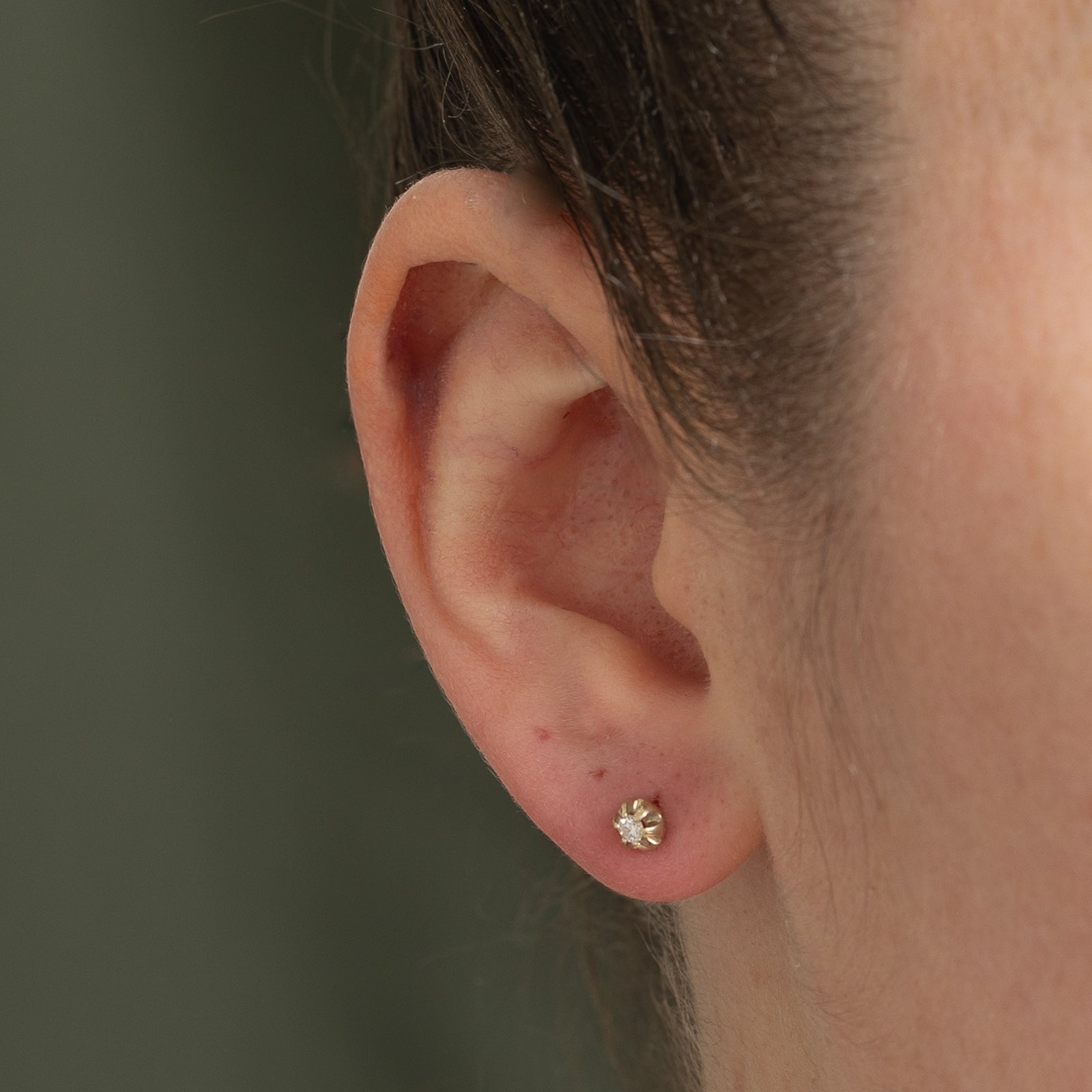 14K Gold Belcher Set Diamond Stud Earrings - 0.08ctw Total Weight | Perfect for Everyday Wear, Anniversary Gifts & Special Occasions