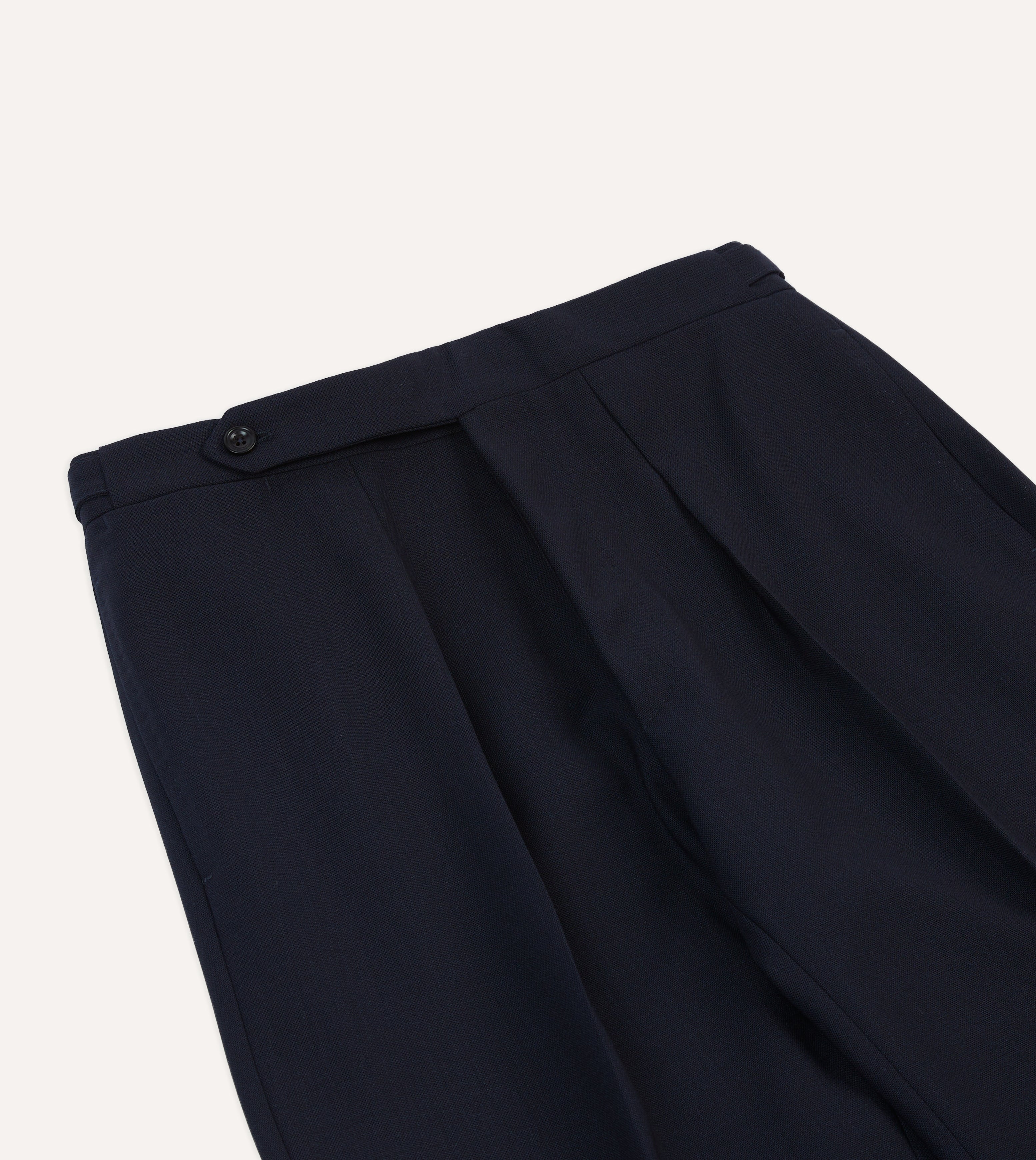 Premium Navy Blue Tropical Wool Single Pleat Dress Pants for Men - Business Casual & Office Wear - Comfortable & Breathable for Warm Weather
