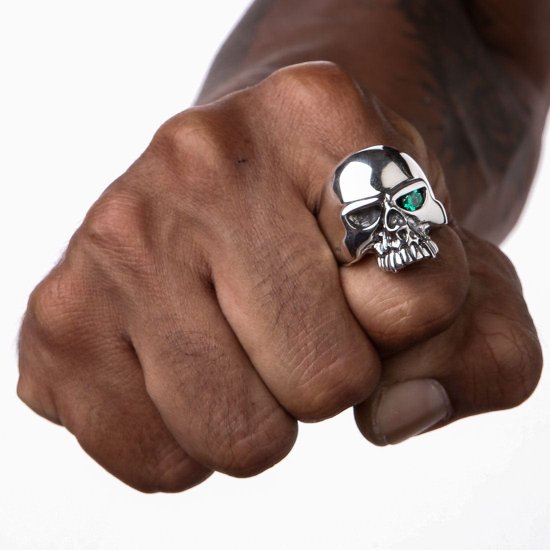 925 Sterling Silver Blue Topaz Skull Eye Ring for Men & Women – Gothic Jewelry for Halloween, Punk Fashion, and Unique Gift Ideas