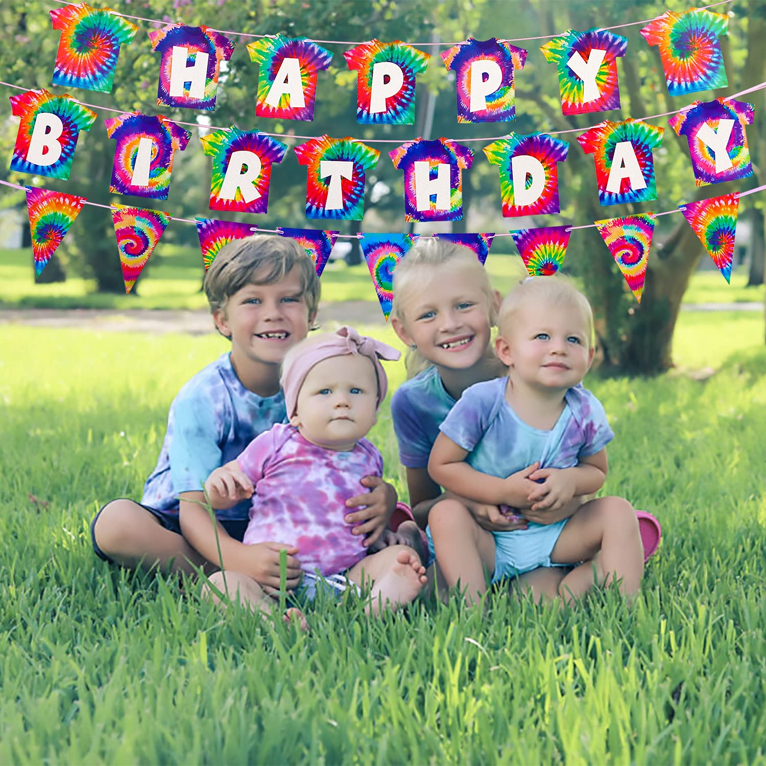 Groovy Tie Dye Party Decorations Set - 60s Hippie Themed Birthday Banner & Supplies for Tie Dye Themed Parties, Baby Showers & Boho Celebrations - Perfect for Festivals, Retro Events & Hippie Birthday Decorations