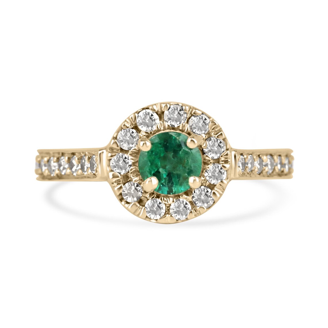 0.75 Carat Round Emerald Cut Diamond Halo Engagement Ring for Women - Elegant Wedding, Proposal & Anniversary Jewelry Gift