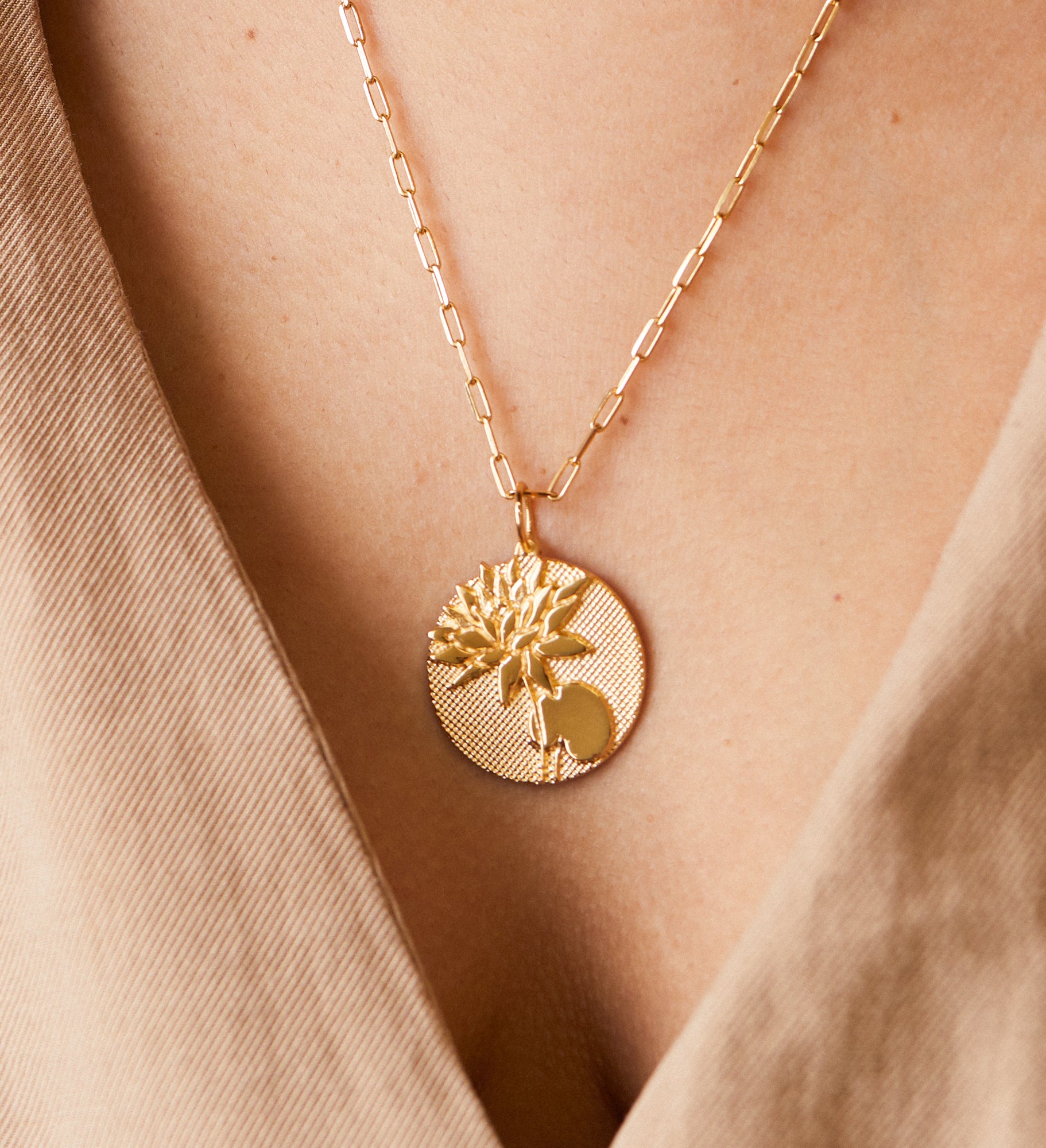 Bold Lotus Necklace - Elegant July Birth Flower Jewelry for Women, Gift for Her, Birthday, Anniversary, Wedding, Spiritual & Boho Style Accessory