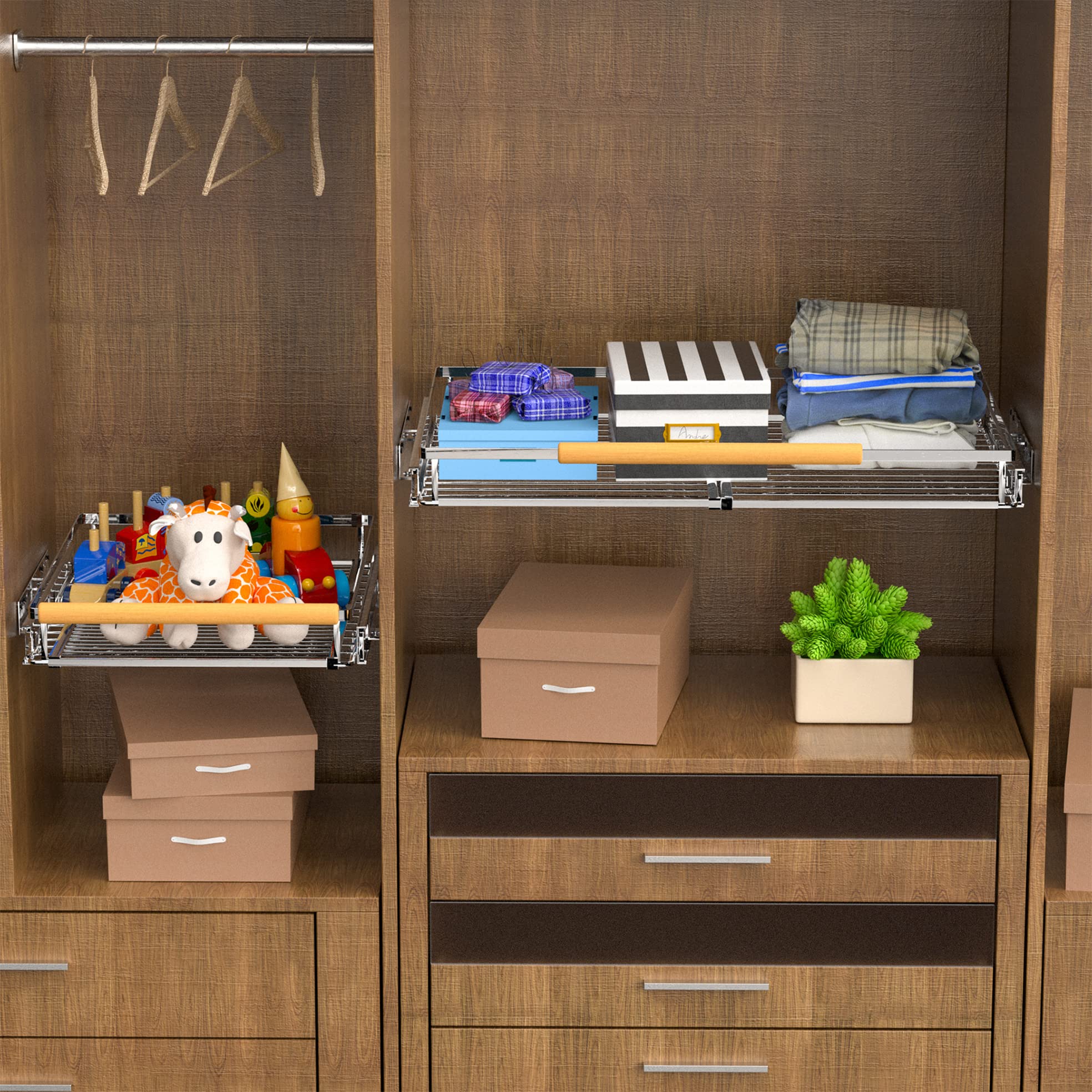 Expandable Pull Out Cabinet Organizer - Heavy Duty Slide Out Shelves (12.2~17.9