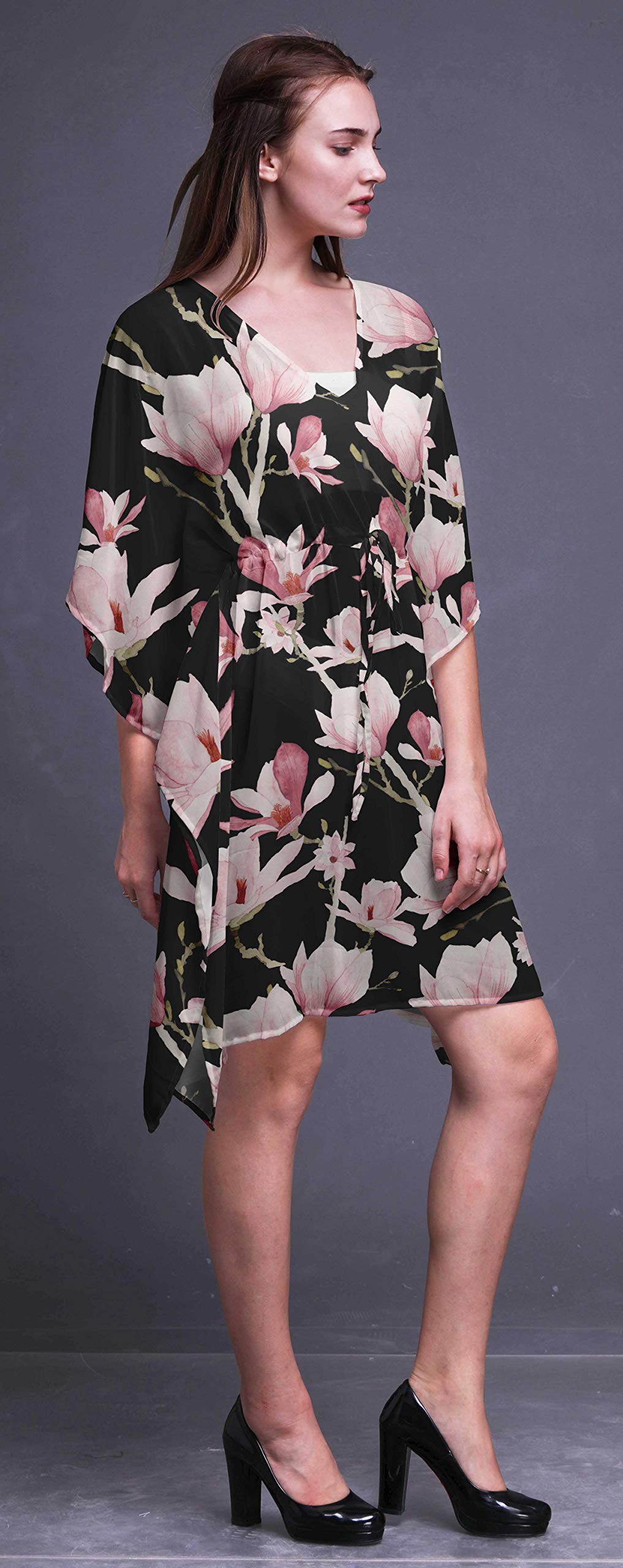 Bimba Women's Short Caftan Midi Dress - Beach Cover Up, Swimwear Dress, Boho Kaftan for Poolside, Vacation & Summer Outfits