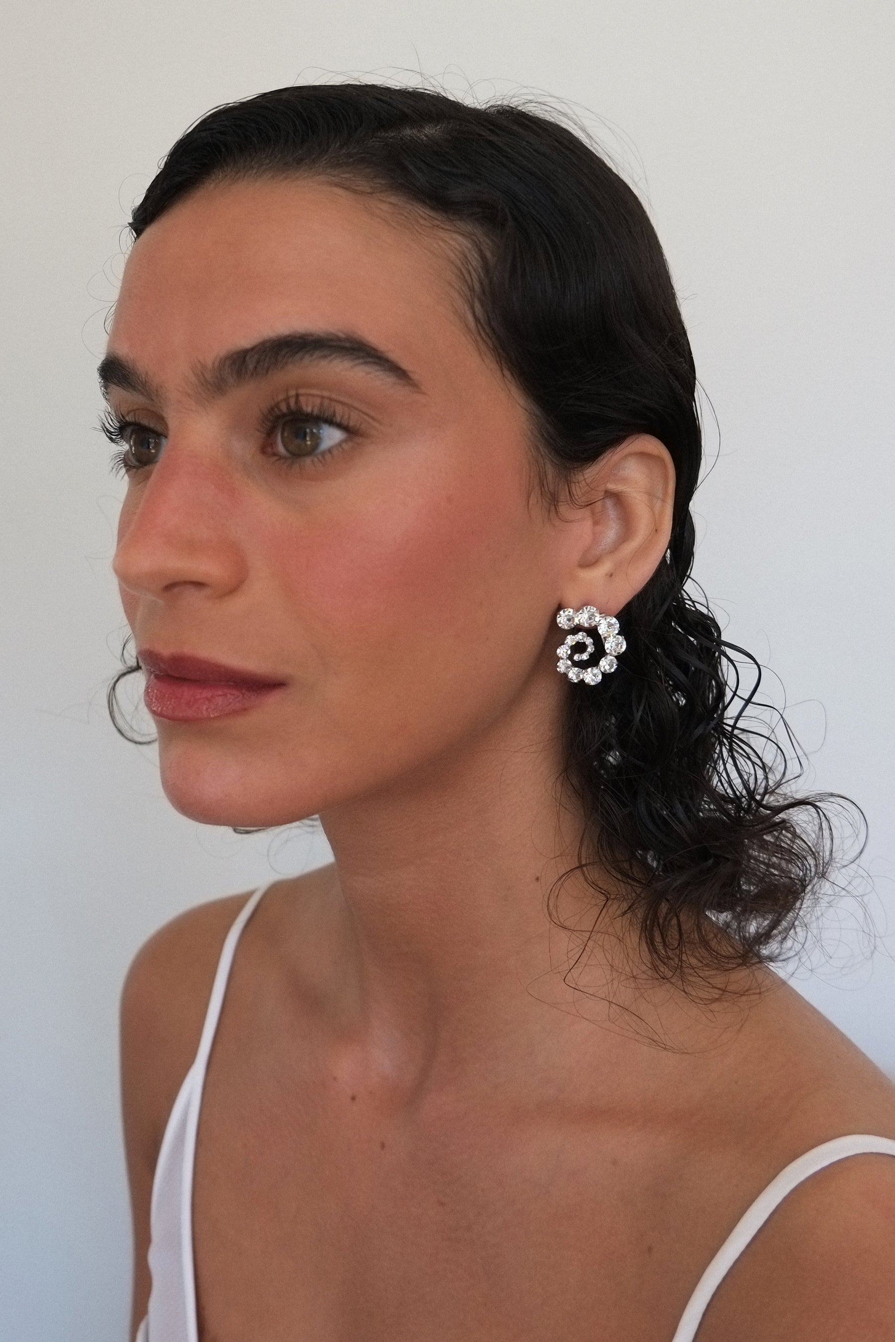 Leia Swirl Crystal Earrings for Women - Elegant Dangle Drop Earrings with Sparkling Rhinestones - Perfect for Weddings, Parties & Evening Events