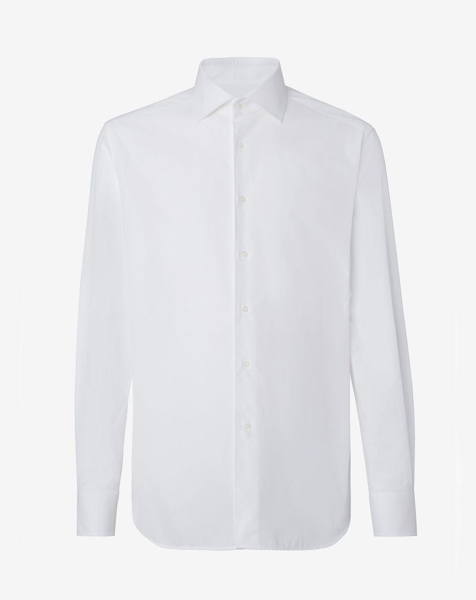 Corneliani Men's White Oxford Cotton Dress Shirt - Classic Fit for Business, Office & Formal Occasions