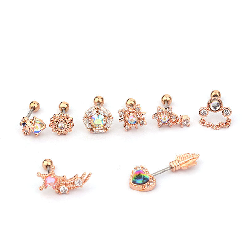 20G Cartilage Tiny Stud Earrings - Moonstone Stud Earrings for Women | HSPJ261 | Perfect for Daily Wear, Parties & Gifts