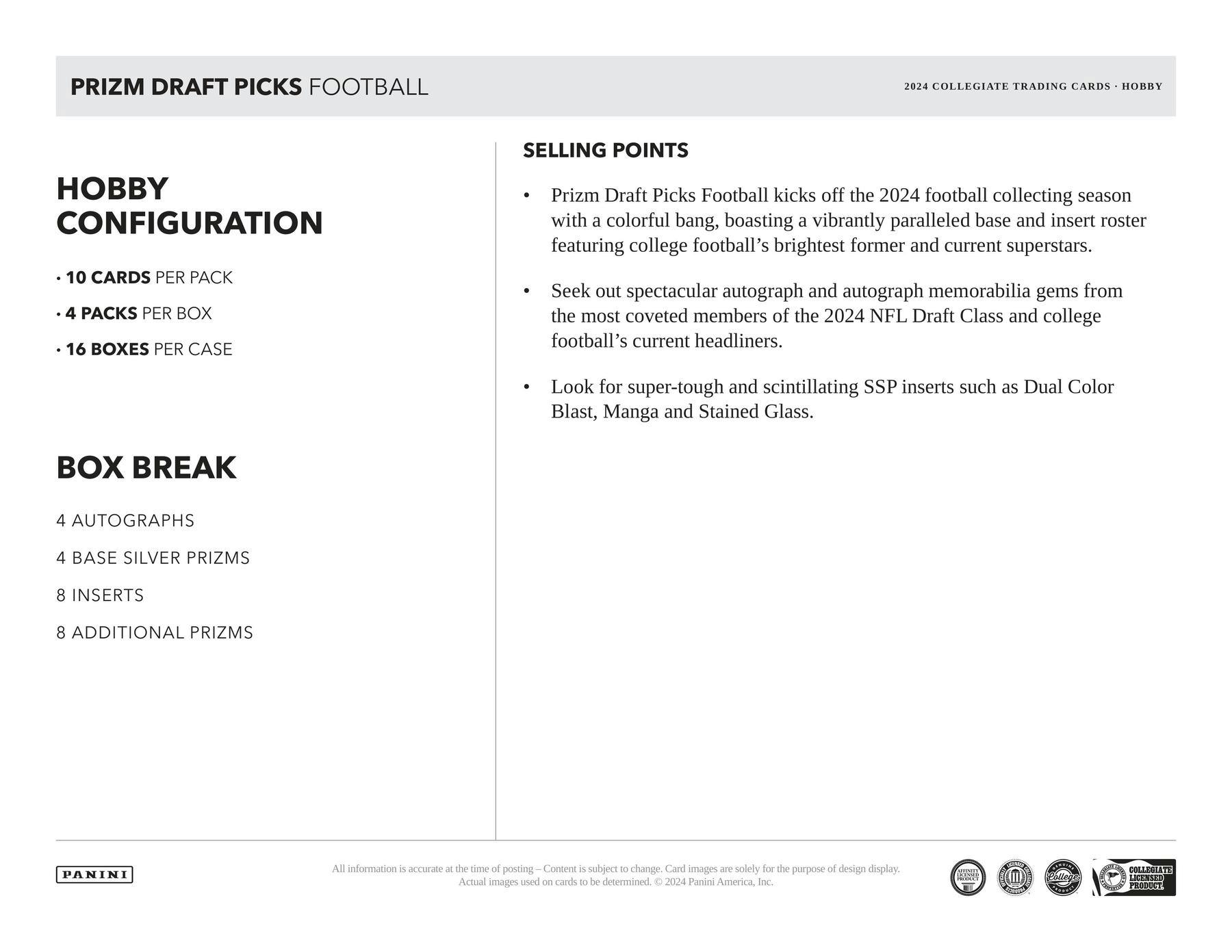 2024 Panini Prizm Draft Picks Football Hobby Box - Collectible Trading Cards for NFL Fans & Sports Memorabilia Collectors - Perfect for Gifts, Investments, and Fantasy Football Enthusiasts