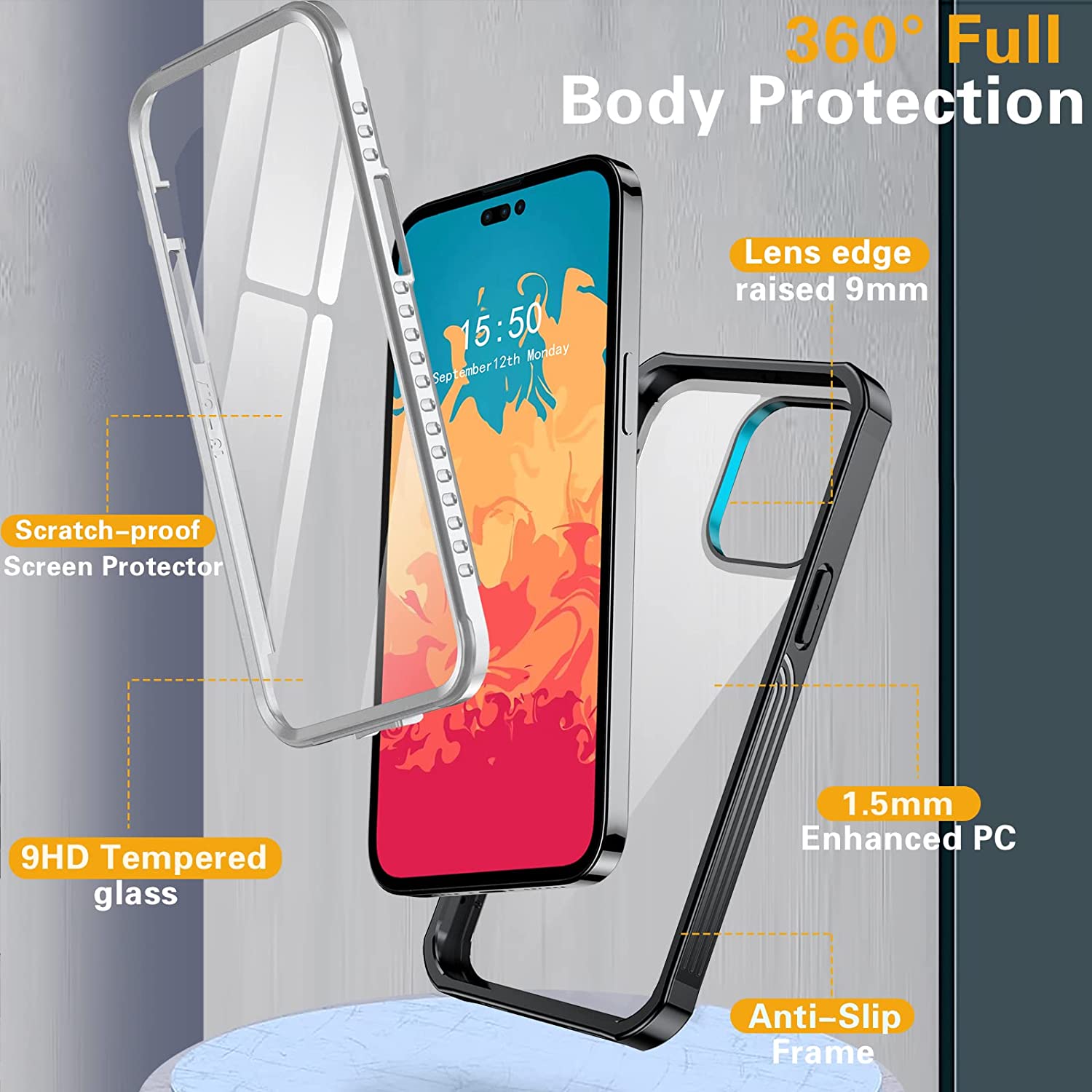 iPhone 14 Pro Max Case - Shockproof Tempered Glass Bumper Cover with Military-Grade Protection | Perfect for Daily Use, Outdoor Activities & Travel