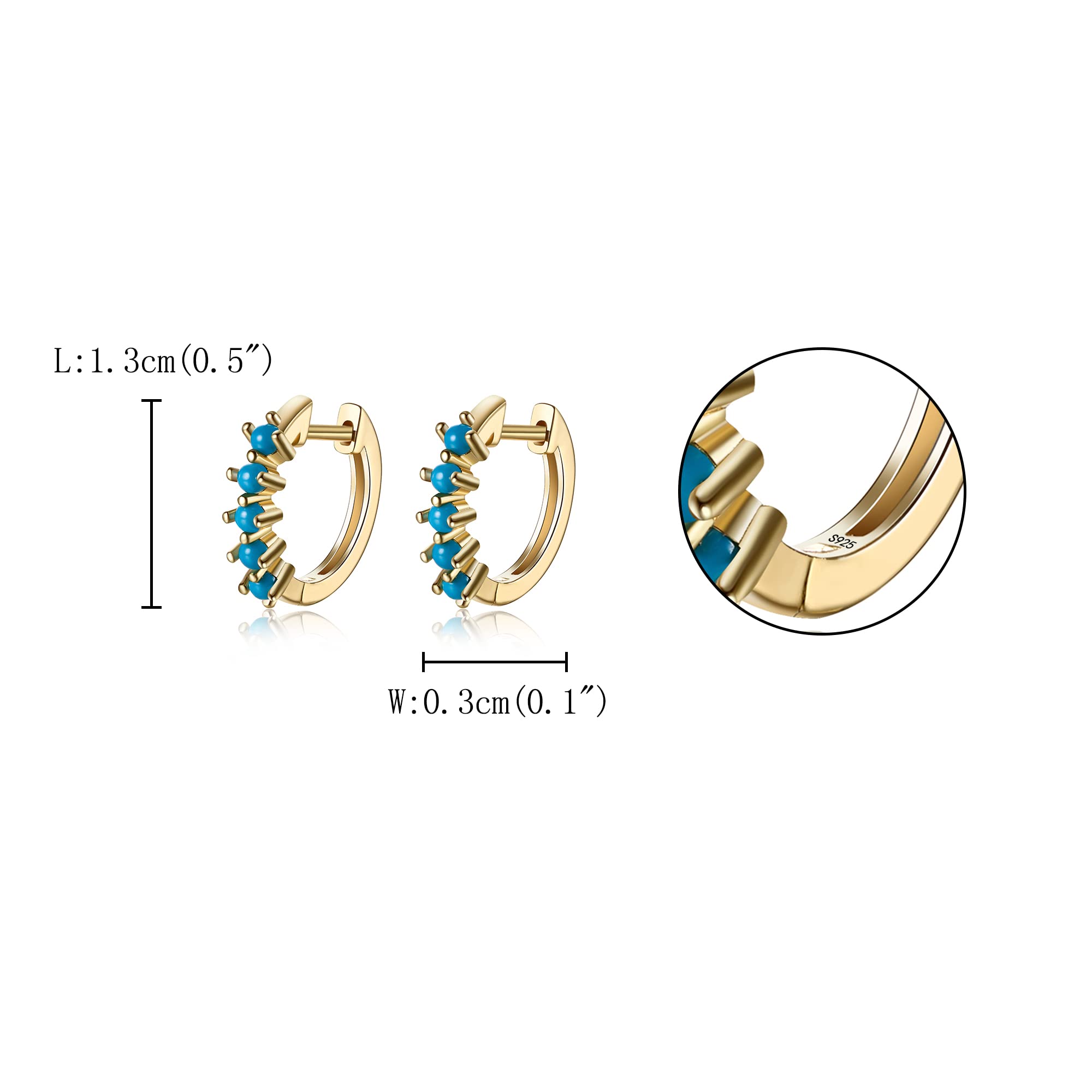 FANZE 925 Sterling Silver Hoop Earrings for Women - Hypoallergenic Cubic Zirconia Huggies Earrings, Tiny Dainty Hoops for Everyday Wear, Gift for Her, Wedding & Party Jewelry