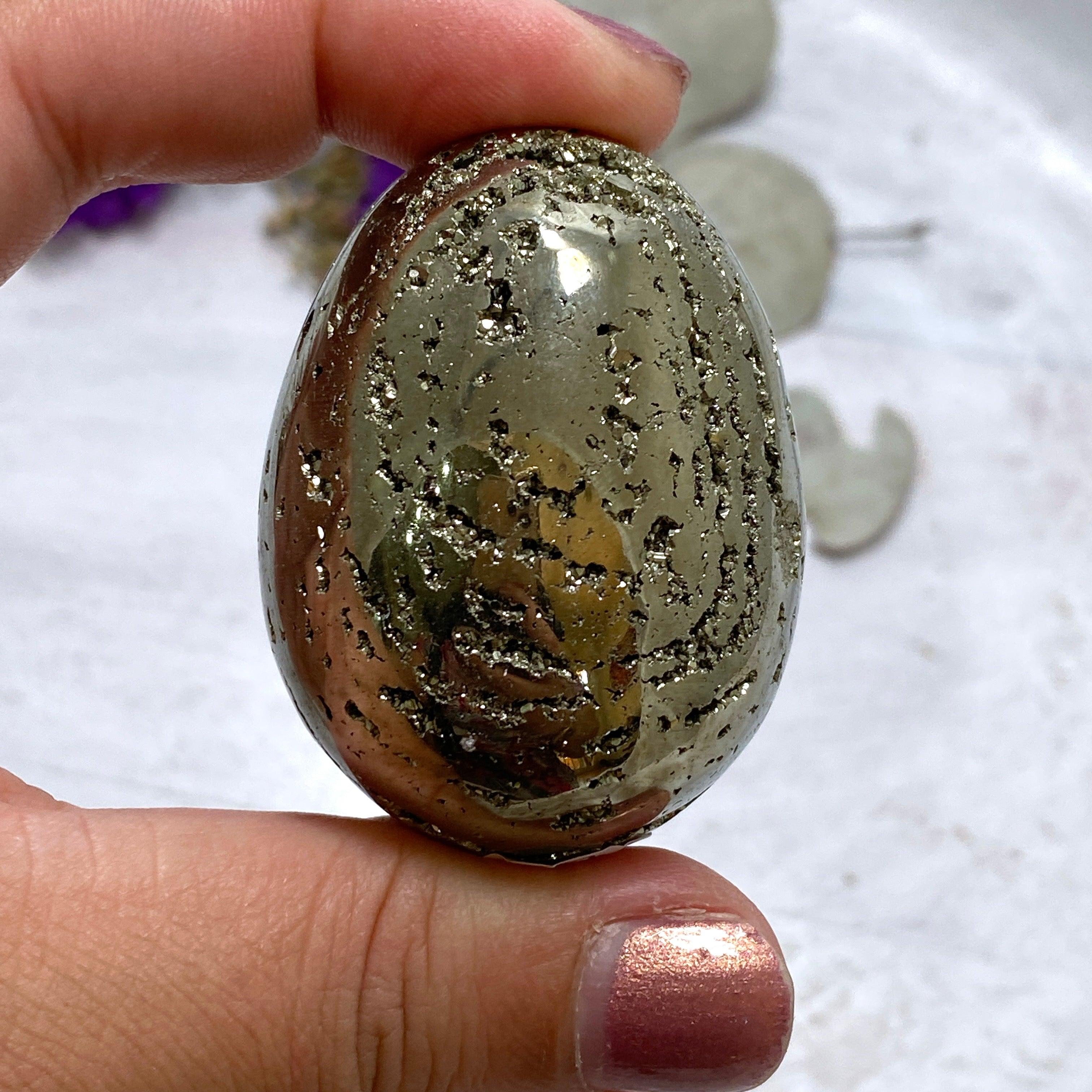 Premium Grade Pyrite Egg - Natural Mineral Specimen for Collectors, Home Decor & Crystal Healing | Perfect for Display, Meditation & Gifts