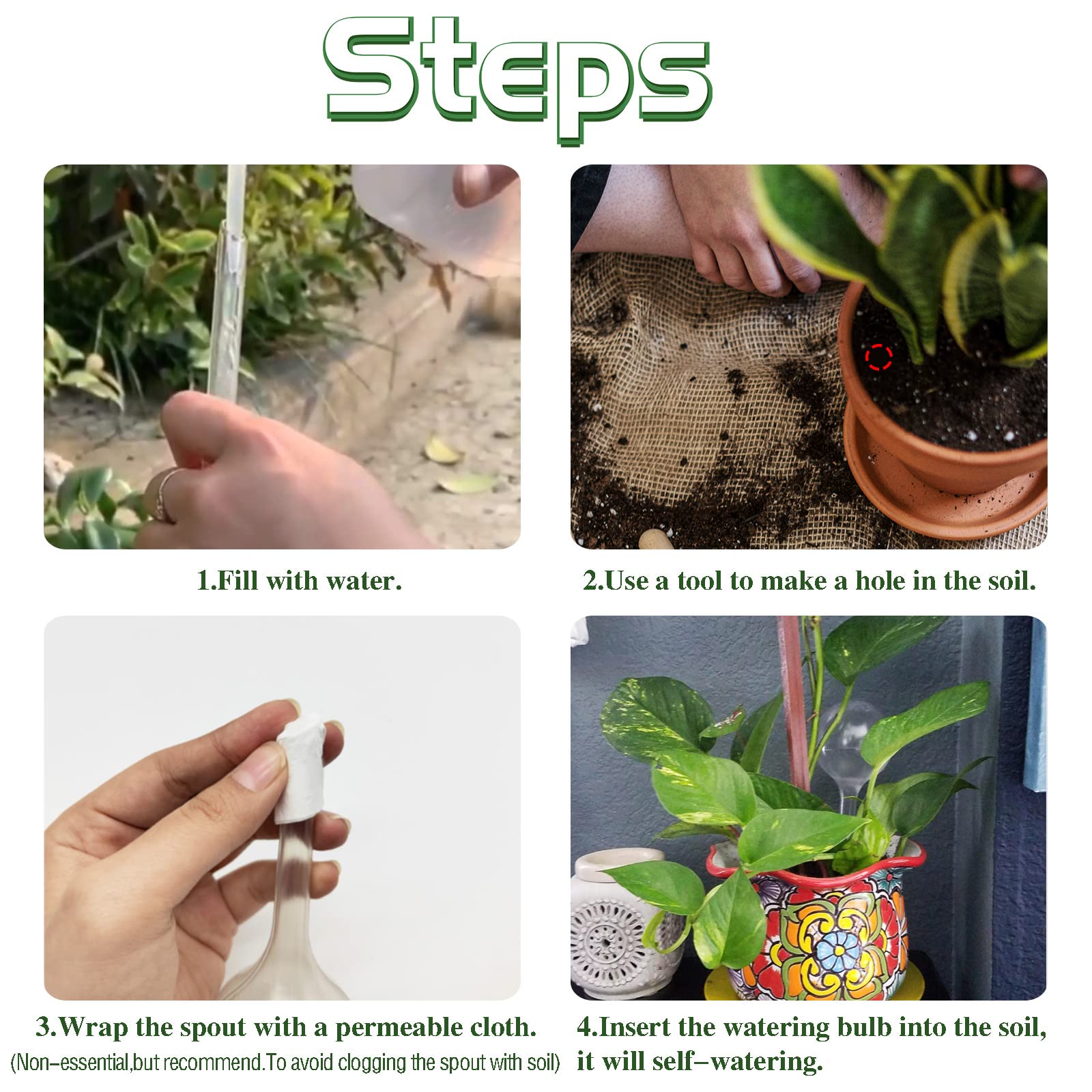 Anyumocz 8-Piece Clear Self-Watering Globes - Automatic Plant Watering Devices for Indoor & Outdoor Gardens (Small) - Perfect for Vacation Care & Busy Plant Lovers