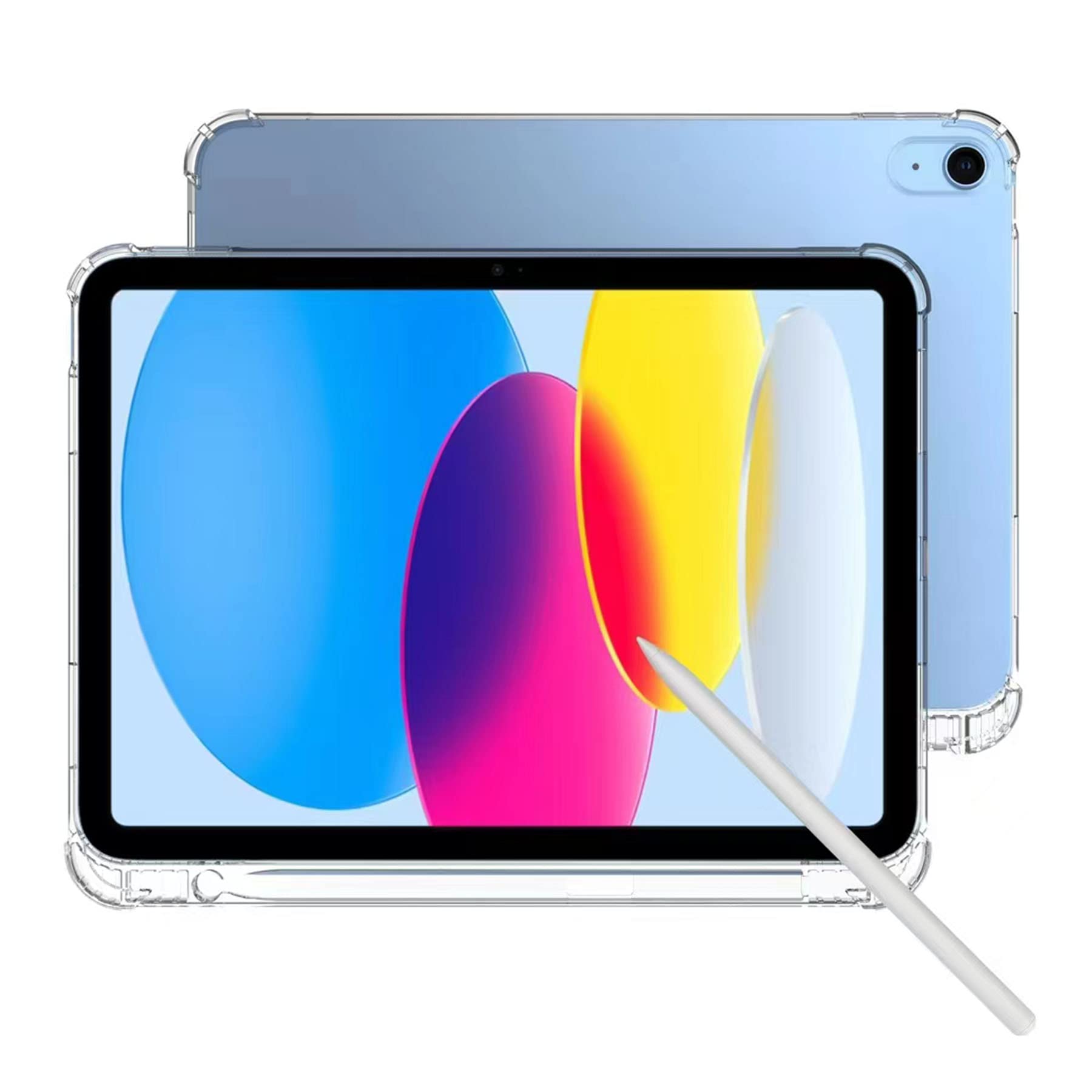 Clear Protective Case for iPad 11th/10th Gen 10.9-inch (2025/2022 Model) - Slim Flexible Lightweight TPU Silicone Cover with Apple Pencil Holder - Perfect for Work, School & Travel (Transparent)