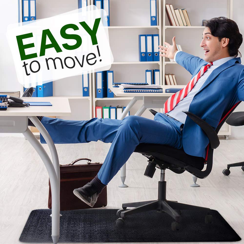 53x45 Inch Large Black Office Chair Mat for Hardwood & Tile Floors - Heavy Duty Anti-Slip Floor Protector Mat with Easy Glide Surface for Computer Desks - Perfect for Home Office, Gaming Setup, and Workspace Protection