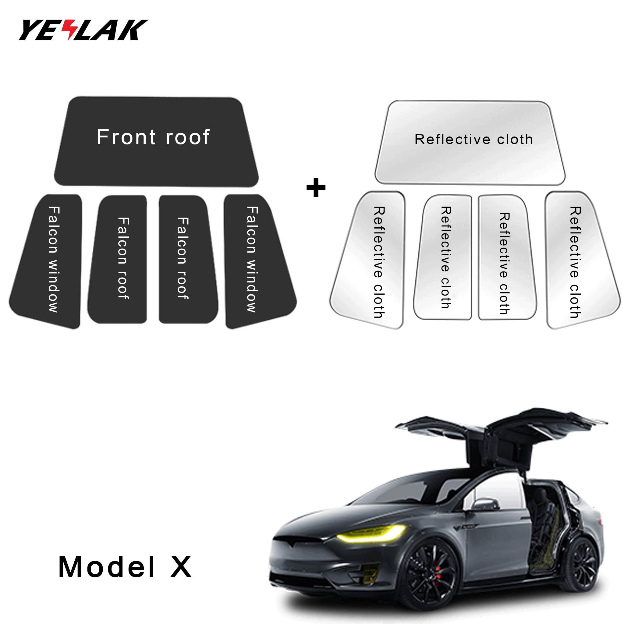 Tesla Model X Sunshade Roof Cover for Pre-Refresh & Newer Models (2016-2025) - UV Protection & Heat Reduction for Summer Driving & Parking