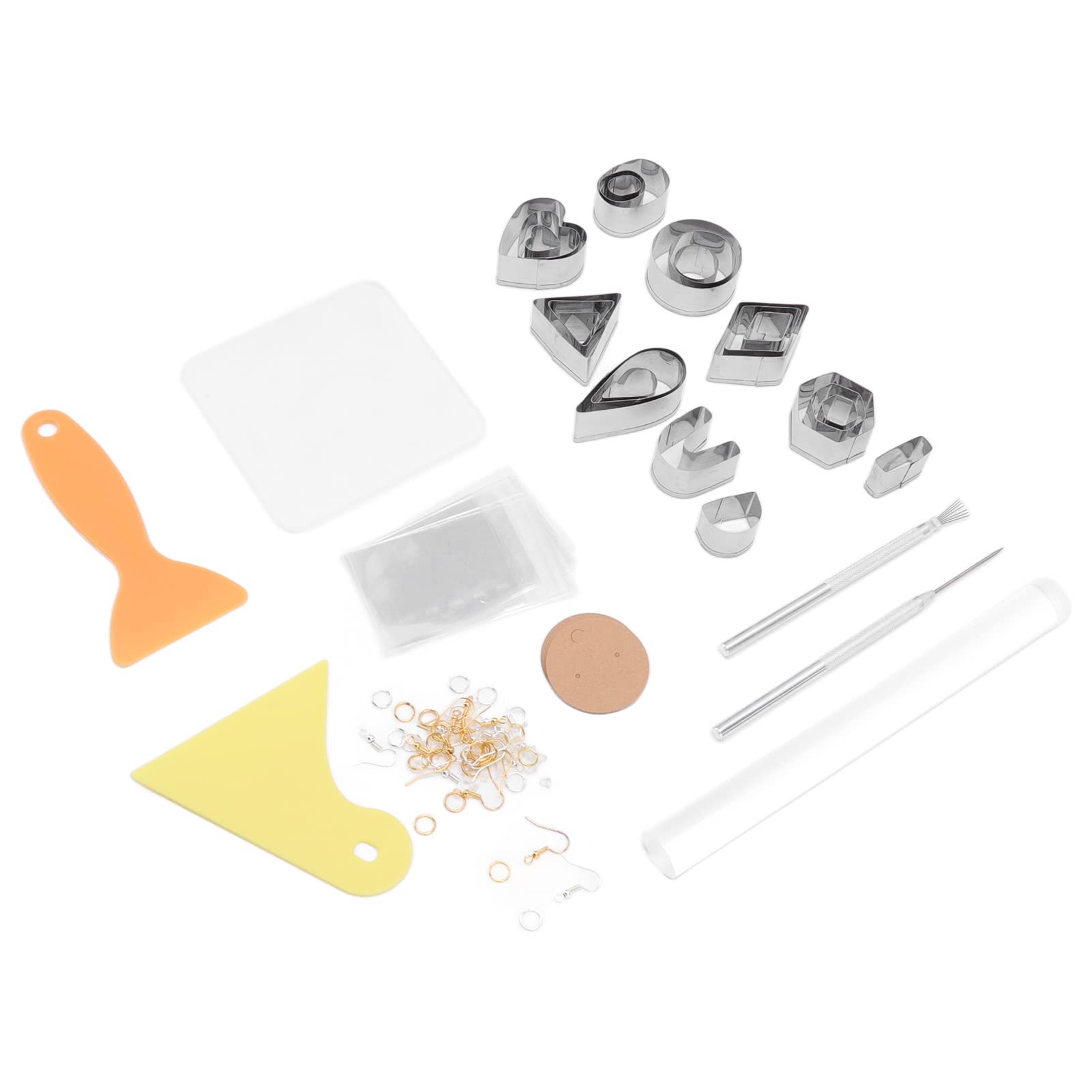 Polymer Clay Earring Making Kit - 130pcs Stainless Steel Cutters & Plastic Tools for DIY Jewelry Crafting - Perfect for Beginners, Handmade Earrings & Gift Making Projects