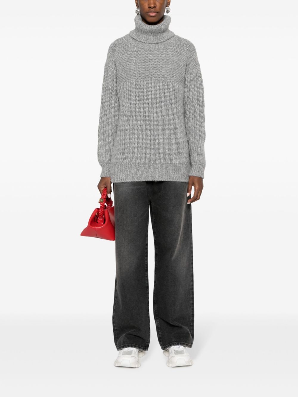 Women's Grey Closed Knit Sweaters - Cozy Winter Pullovers for Casual Outfits & Layering