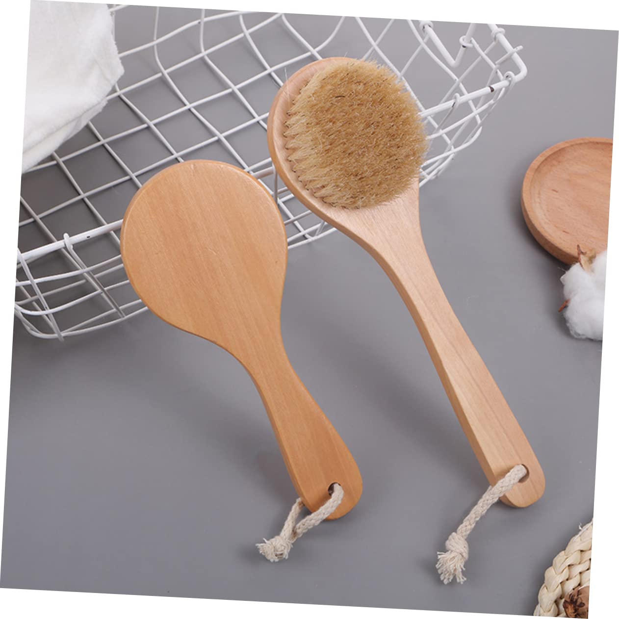 FOMIYES Wooden Body Scrub Brush for Adults - Exfoliating Shower Brush with Massage Bristles, Easy-Hanging Bath Scrubber for Smooth Skin | Perfect for Spa, Home Use & Gift Ideas