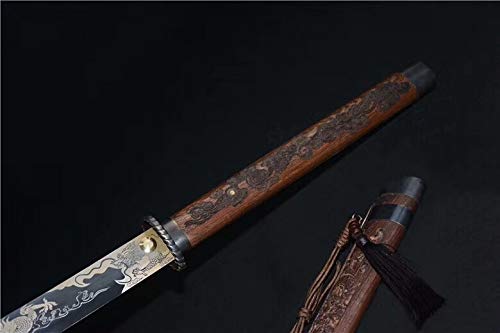 1095 Carbon Steel Forged Chinese Kang Xi Bao Dao Sword with Rosewood Handle - Authentic Traditional Blade for Martial Arts, Collectors & Home Display