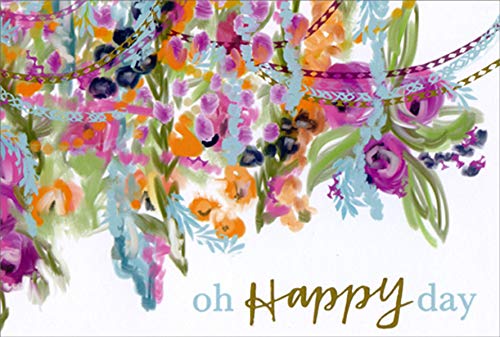 Oh Happy Day Vibrant Floral Feminine Birthday Card for Women - Elegant Greeting Card for Wife, Mom, Sister, Daughter | Perfect for Birthdays, Anniversaries & Special Occasions
