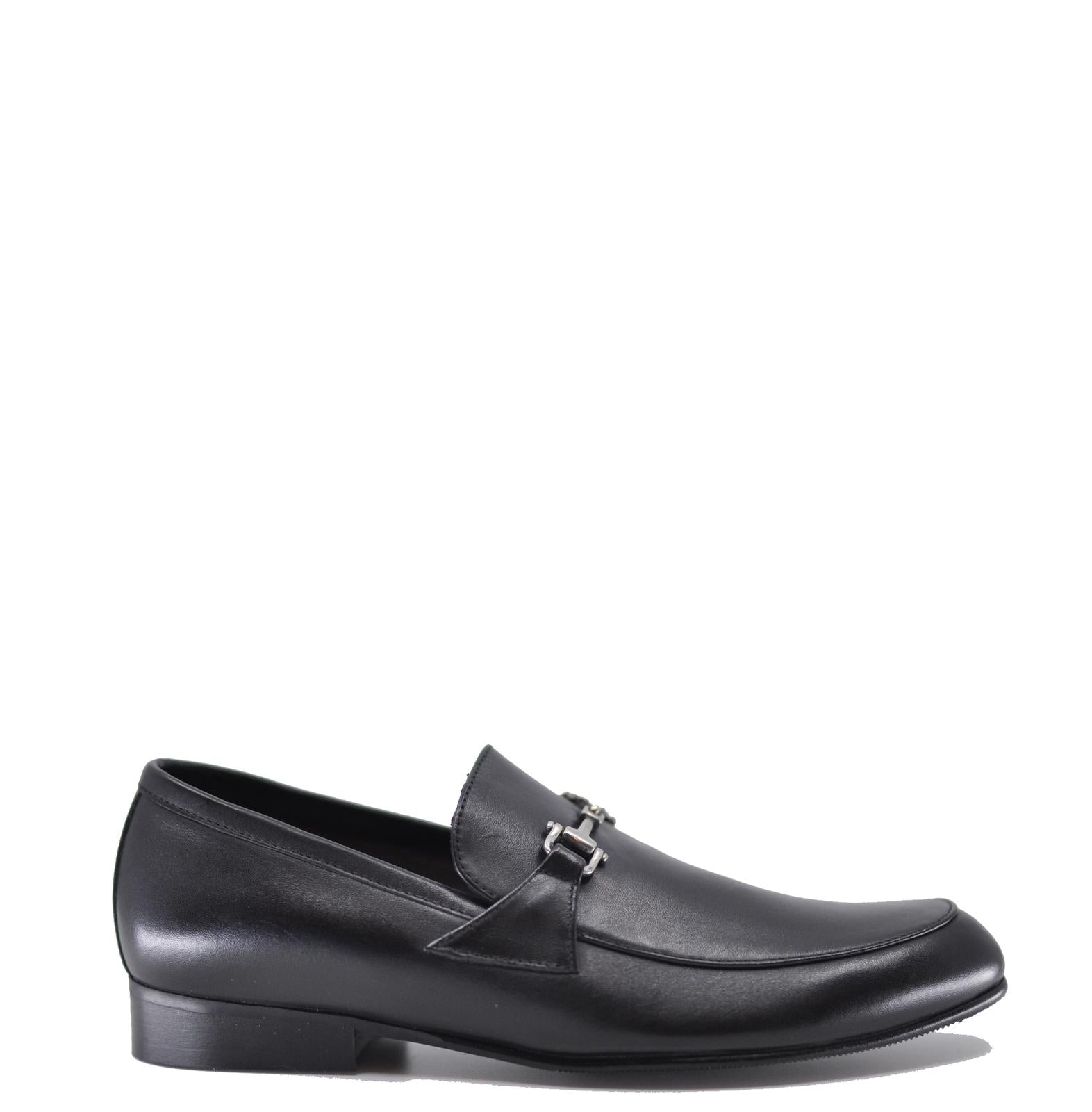 Men's Atlanta Black Moccasin Slip-On Dress Shoes with Buckle - Perfect for Business Casual & Formal Occasions