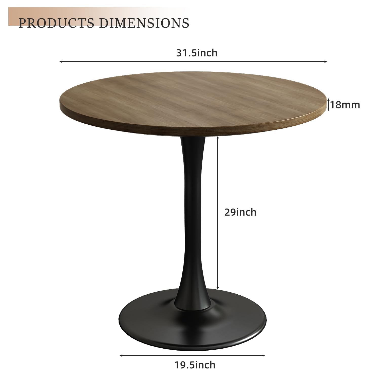 Modern Round Wood Dining Table - 31.5 Inch Tulip Base Mid-Century Kitchen Table & Living Room Coffee Table | Perfect for Small Spaces, Breakfast Nooks & Contemporary Home Decor