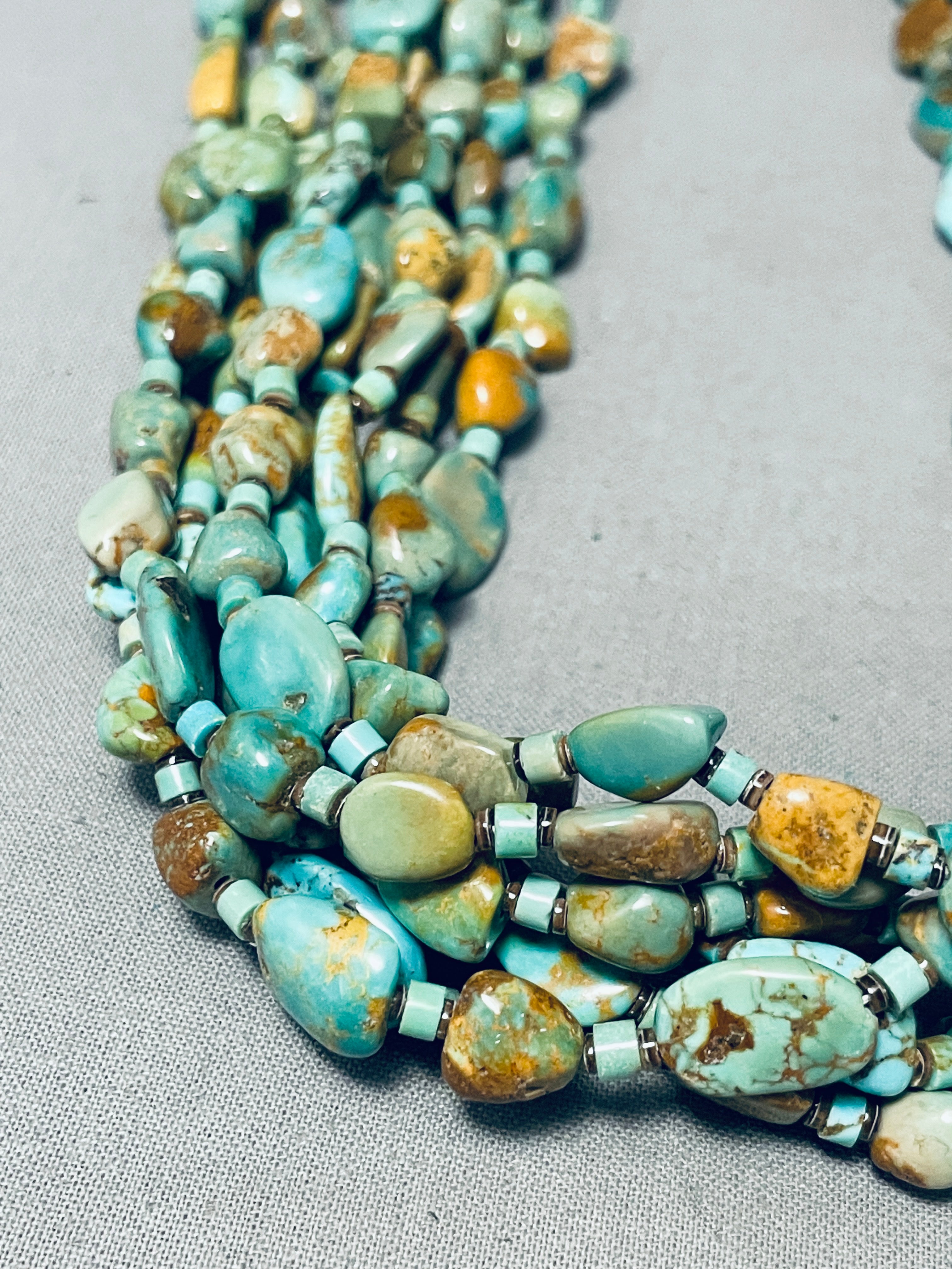 100+ Gram Vintage Native American Navajo Royston Turquoise Sterling Silver Necklace - Handcrafted Jewelry for Women, Boho Chic Accessories - Perfect for Festivals, Weddings & Special Occasions
