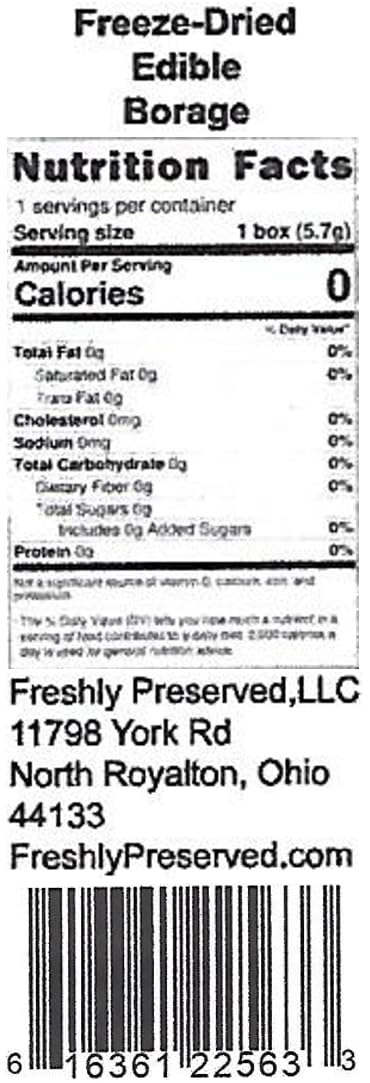 Organic Freeze-Dried Borage Flowers - 0.2 oz Pack (30+ Dried Edible Flowers) | Cake Decorations, Cocktail Garnish, Floral Tea & Culinary Uses | Non-GMO, Preservative-Free Edible Flowers for Baking, Mixology & Healthy Beverages