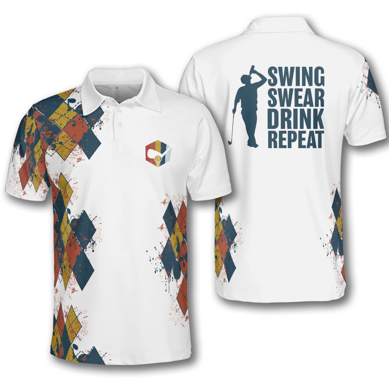 Funny Argyle Golf Polo Shirt for Men - Moisture Wicking Dry Fit Performance Shirt - Perfect for Golf Outings, Casual Wear & Club Events