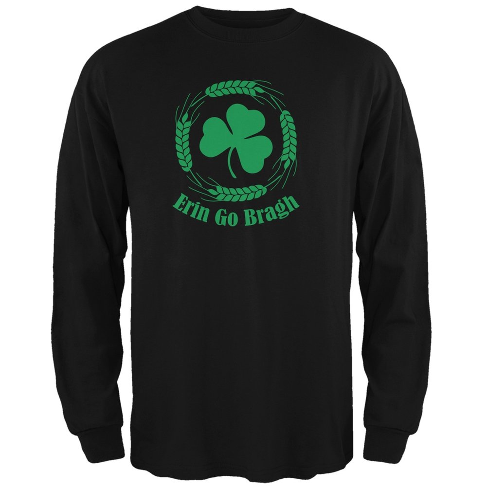 Old Glory Erin Go Bragh Black Long Sleeve T-Shirt for Men - Medium Size | St. Patrick's Day, Irish Pride & Casual Wear