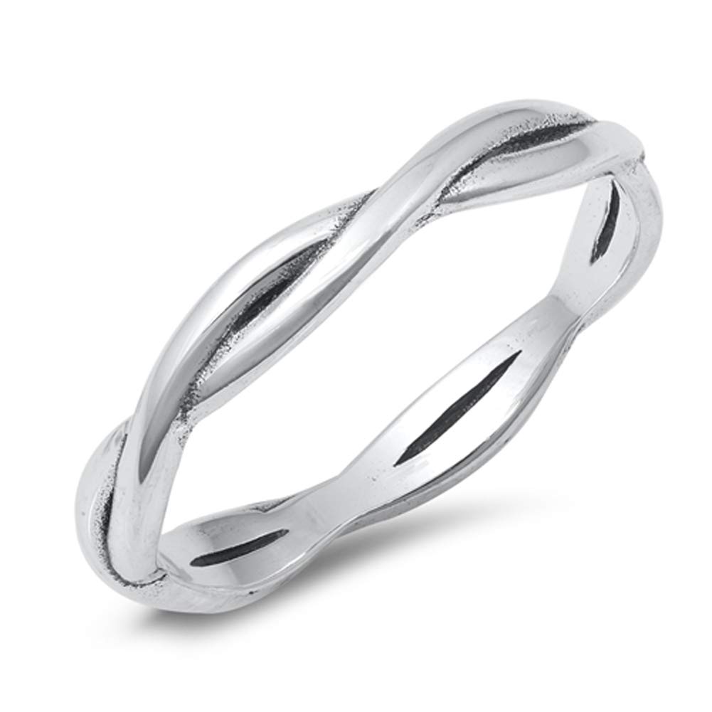 Elegant .925 Sterling Silver Simple Twist Ring for Women - Size 4 to 10 - Perfect for Everyday Wear, Gift Giving & Special Occasions