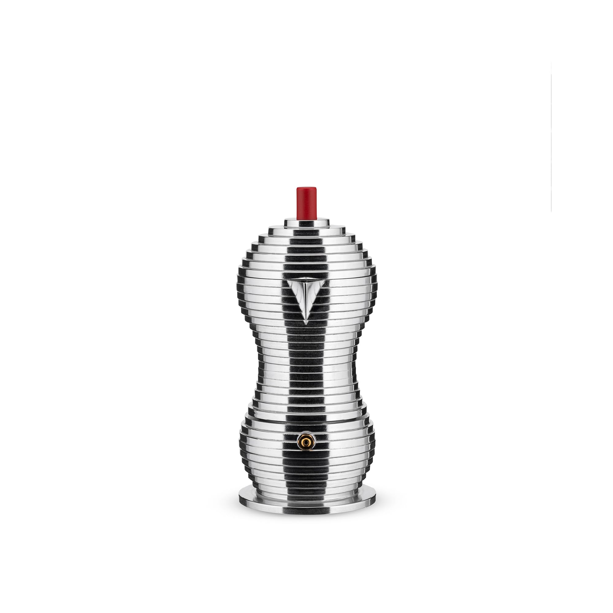 Alessi MDL02/3 R Pulcina Stovetop Espresso Maker - 3 Cup Aluminum Moka Pot with Cast Handle & Knob, Vibrant Red - Perfect for Home Brewing, Camping & Italian Coffee Lovers